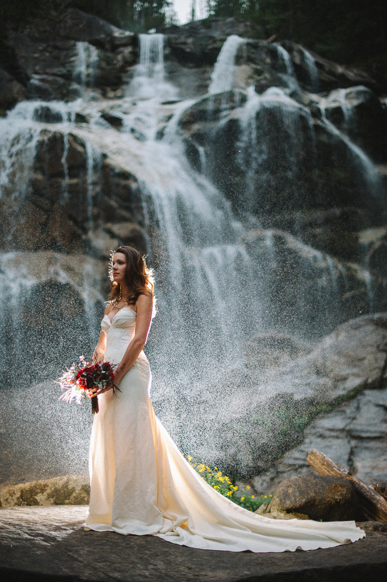 Bride Wedding Portrait in front of Waterfall