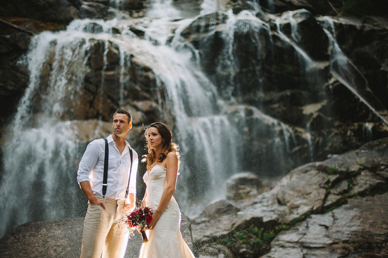 Waterfall Wedding Portrait Rustic