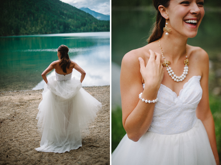Unique Forest Lake Bridal Wedding Portrait