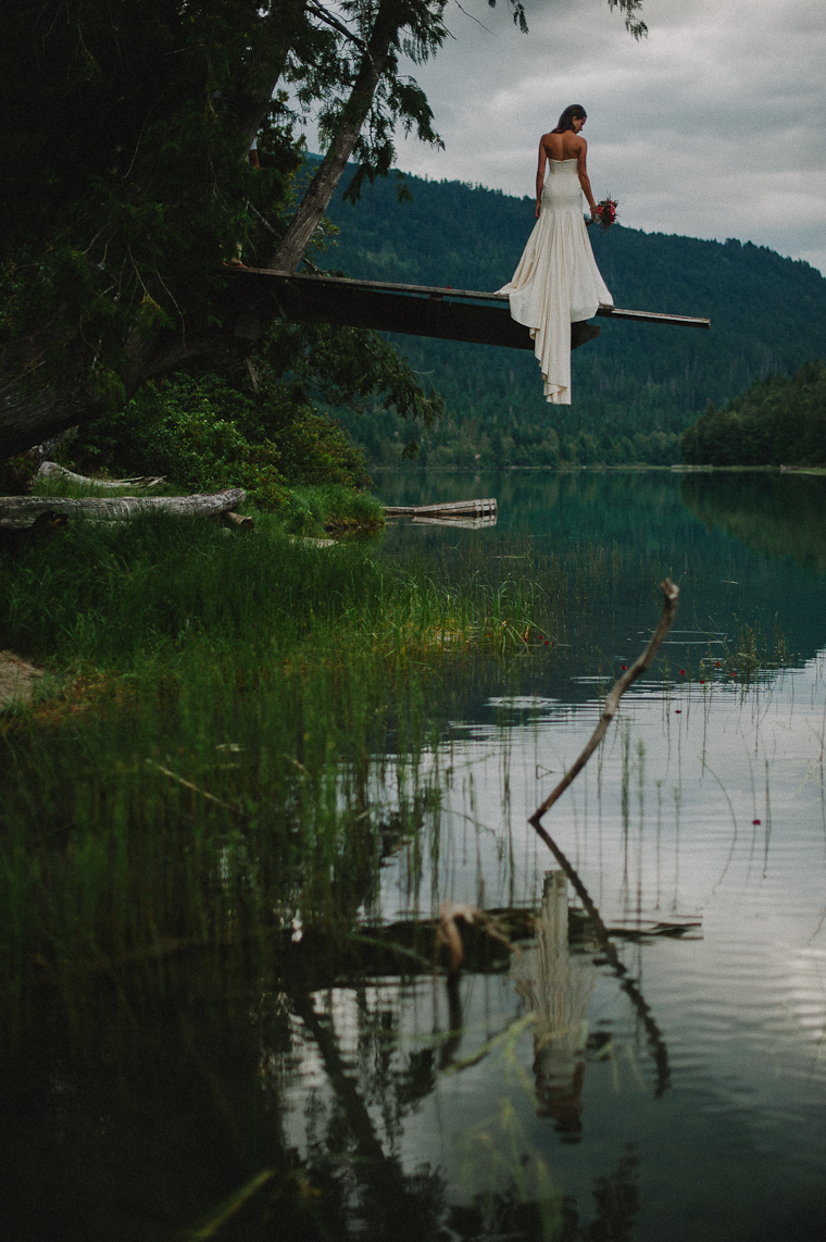 BC Forest Lake Bride Portrait