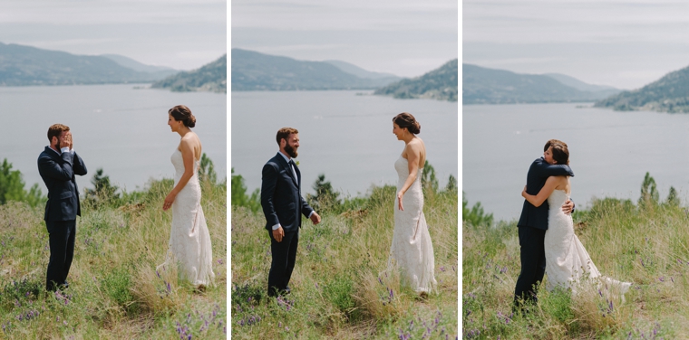 first look overlooking a lake