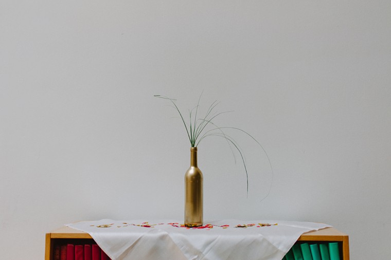 gold bottle wedding detail